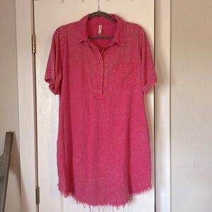 Zenana fuschia collared dress